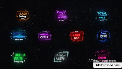 Neon Sale Titles || After Effects Titles template preview
