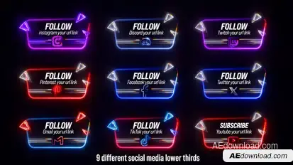 Neon Social Lower Thirds Elements template preview