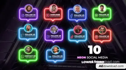 Neon Social Lower Thirds Logo Stings template preview