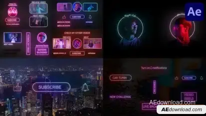 Neon Social Media Pack for After Effects Openers template preview