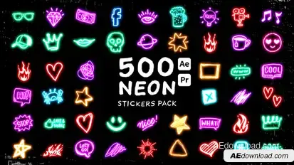 Neon Stickers Pack Elements template preview