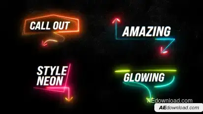 Neon Text Animation Callout Titles template preview