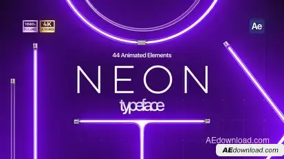 Neon Typeface Elements template preview