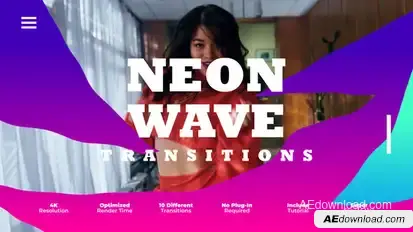 Neon Wave Transitions Elements template preview