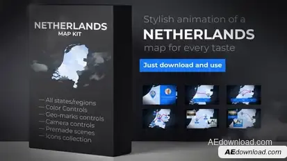 Netherlands Map Kit - Kingdom of the Netherlands Map Video Displays template preview