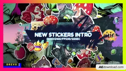 New Stickers Intro/ Tik-Tok/ Overlays/ Grunge/ Texture/ Fast Montage/ Instagram Reels/ Youtube Blog broadcast-packages template preview