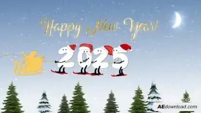 New Year Cartoon Skier 2025 | After Effects Openers template preview
