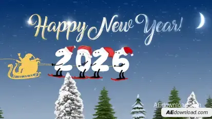 New Year Cartoon Skier 2026 | After Effects Openers template preview
