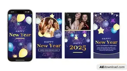 Videohive New Year Celebration Instagram Stories | New Year Reels Openers template preview
