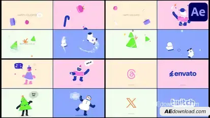 New Year Morphing Characters Logo Openers for After Effects Logo Stings template preview