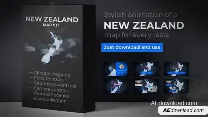 New Zealand Map - Aotearoa NZ New Zealand Map Kit Video Displays template preview