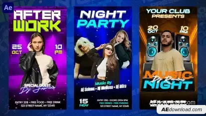 Night Party Instagram Reels Openers template preview