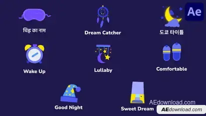 Night Sleep Icons And Titles for After Effects Titles template preview