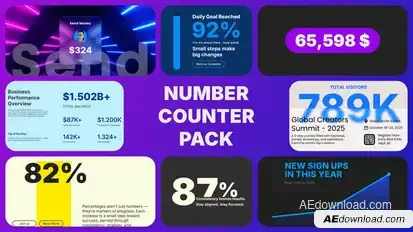 Number Text Counter Animation Video Displays template preview