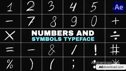 Numbers and Symbols Typeface | After Effects Elements template preview