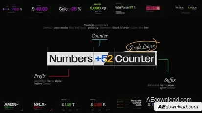 Numbers Counter Text Animation Pack | Text Preset Tool & 53 Premade Scene Setups Titles template preview