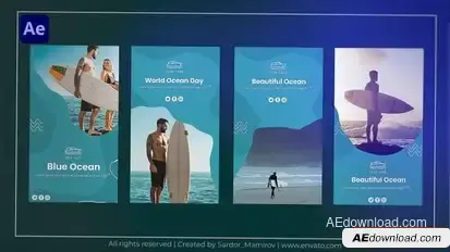 Ocean Instagram Story Openers template preview