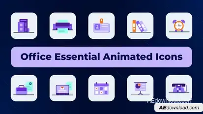 Office Essential Animated Icons Elements template preview