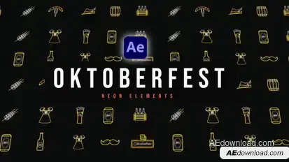 Oktoberfest Neon Icons Elements template preview