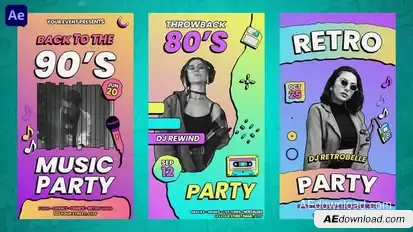 Old School Party Reels Openers template preview