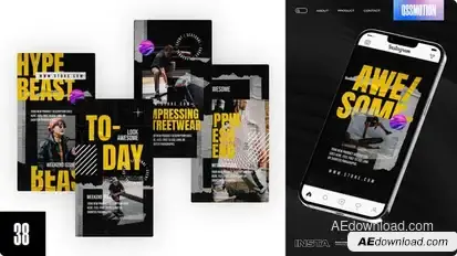 On Wall Instagram Stories Video Displays template preview
