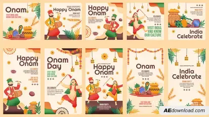Onam Festival Feed And Stories Instagram Openers template preview