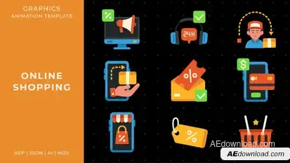 Online shopping graphic animation template | After Effects Elements template preview