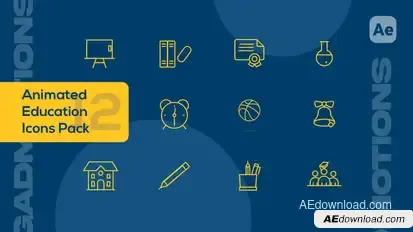 Outline Education Animated Icon Pack Elements template preview