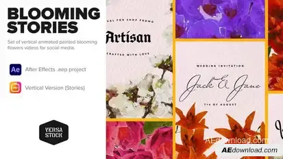Painted Blooming Flower Stories Titles template preview