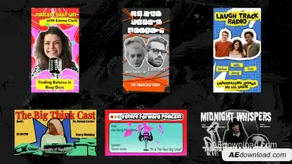 Paper Collage Podcast Intro Openers template preview