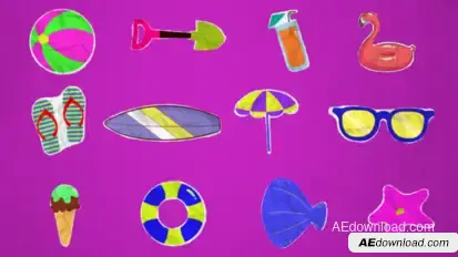 Paper Cut Summer Elements broadcast-packages template preview