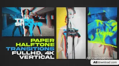 Paper Halftone Transitions Vertical and Horizontal Elements template preview