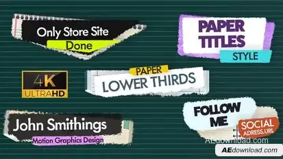 Paper  Lower Thirds Titles Elements template preview