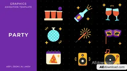 Party graphic animation template | After Effects Elements template preview