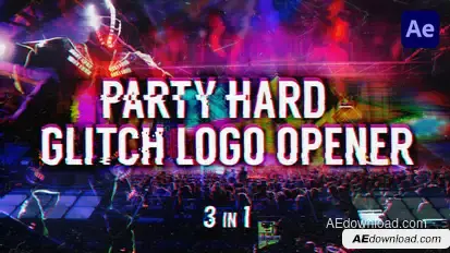 Party Hard - Glitch Logo Opener Openers template preview