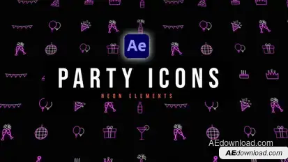Party Neon Icons Elements template preview