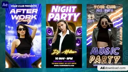 Party Night Instagram Reels Openers template preview
