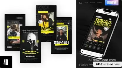 Peach Streetwear Instagram Stories Video Displays template preview