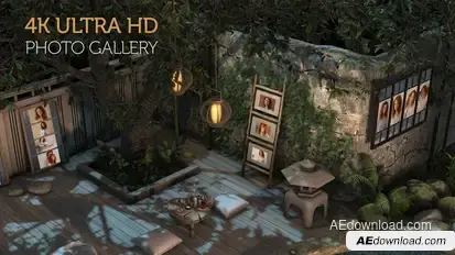Photo Gallery in a Garden at Night Video Displays template preview