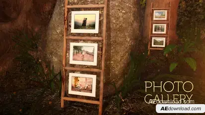 Photo gallery in an enchanted forest Video Displays template preview