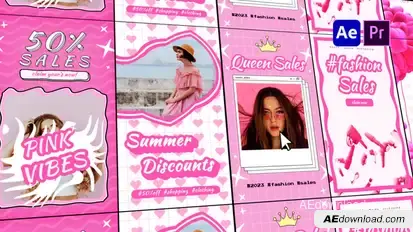 Pink Stories Pack Titles template preview