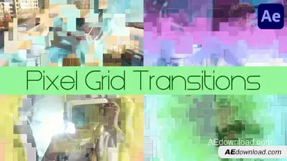 Pixel Grid Transitions for After Effects Elements template preview