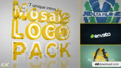 Pixel Mosaic Logo Intro Pack Logo Stings template preview