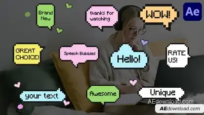 Pixel Speech Bubbles for After Effects Titles template preview