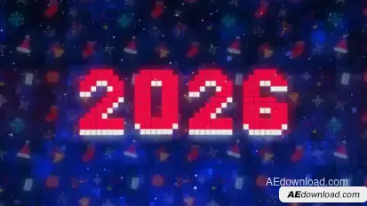 Pixel Style New Year Countdown Elements template preview