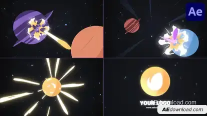 Planet Bounce Asteroid Logo for After Effects Logo Stings template preview