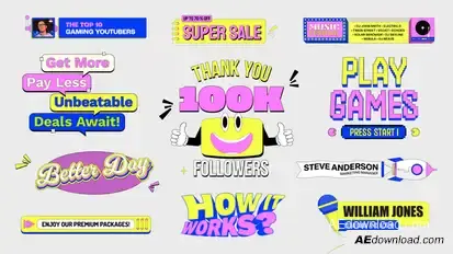 Playful Modern Titles and Lower Thirds Templates Titles template preview
