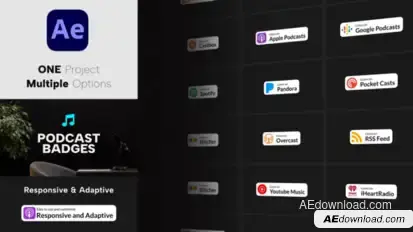 Podcast Badges for After Effects Titles template preview