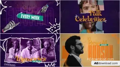 Podcast Collage Intro Openers template preview