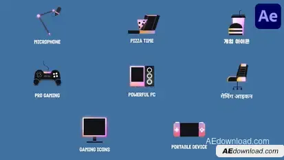 Podcast Gaming Icons And Titles for After Effect Titles template preview